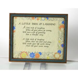 Vintage Art Deco Motto Print A Little Trick of Laughing 1920s Original Frame